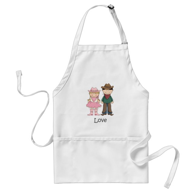 Cowgirl and Cowboy in Love Adult Apron (Front)