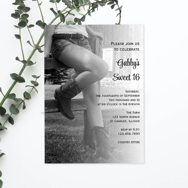 Cowgirl and Fence Barn Party Sweet 16 Birthday Invitation (Creator Uploaded)