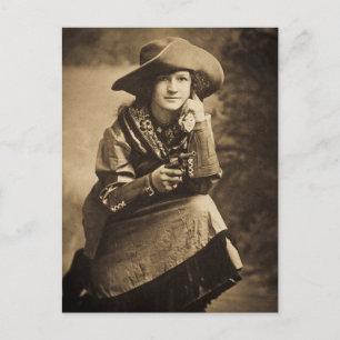 Cowgirl and Her Six Shooter Vintage Postcard
