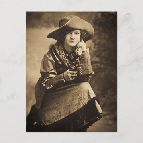 Cowgirl and Her Six Shooter Vintage Postcard