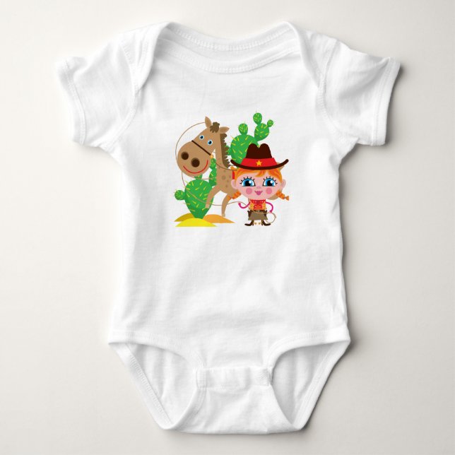 Cowgirl and Horse Baby Bodysuit (Front)