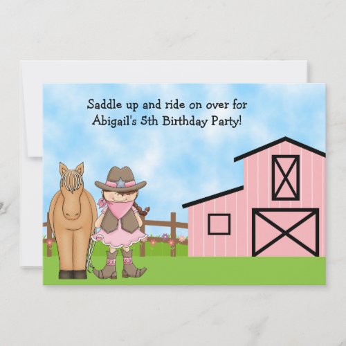 Cowgirl and Horse Birthday Invitation