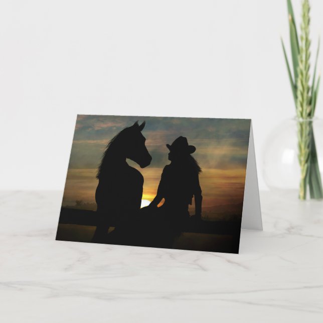Cowgirl and Horse Happy Birthday Card (Front)