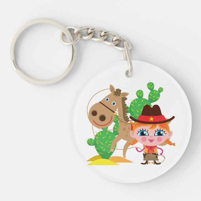 Cowgirl and Horse Keychain (Front)