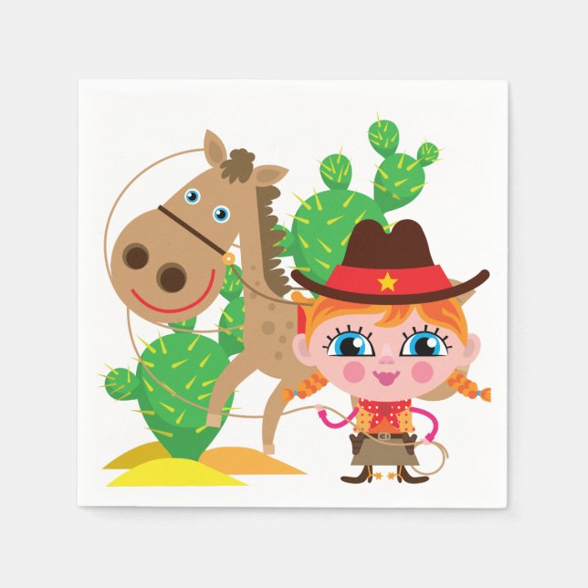 Cowgirl and Horse Paper Napkins (Front)