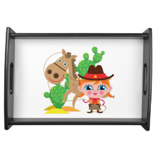 Cowgirl and Horse Serving Tray