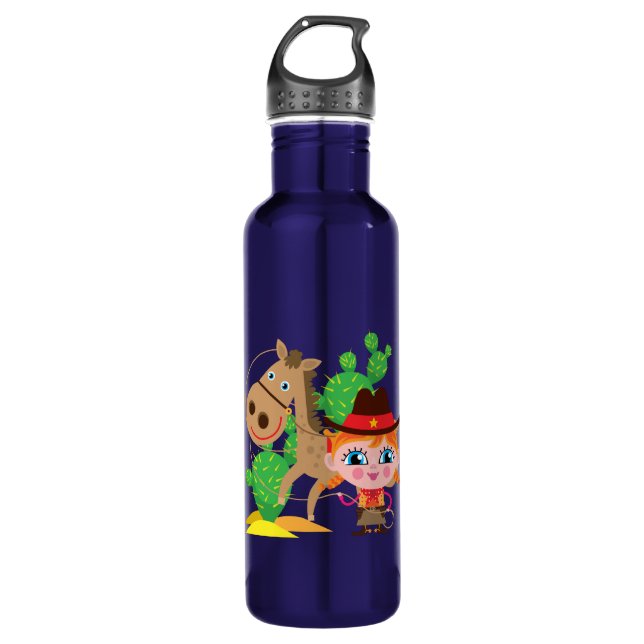 Cowgirl and Horse Stainless Steel Water Bottle (Front)