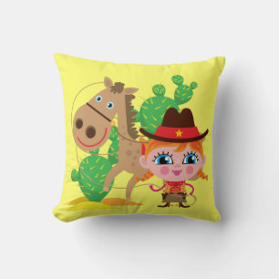 Cowgirl and Horse Throw Pillow
