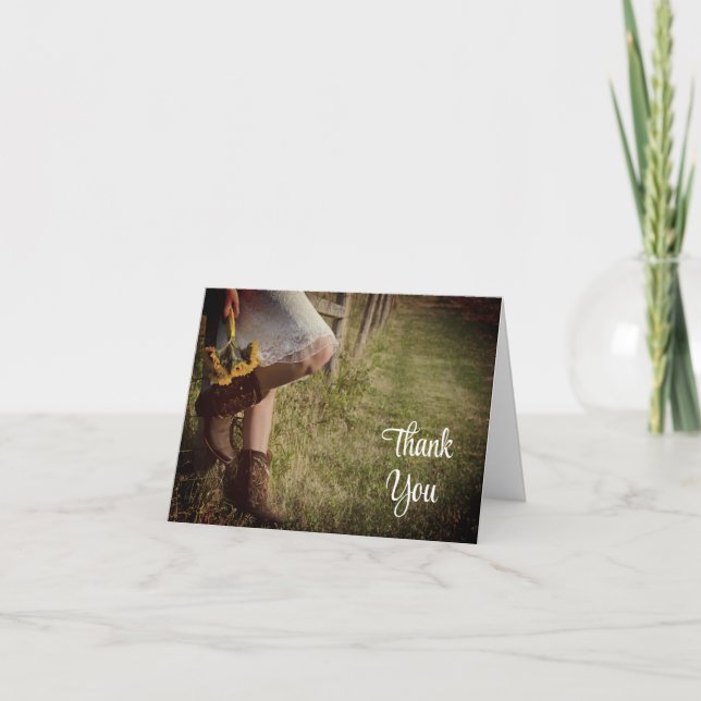 Cowgirl and Sunflowers Bridesmaid Thank You Card (Front)