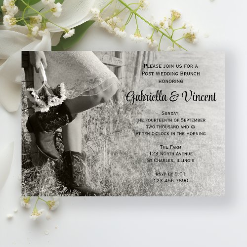 Cowgirl and Sunflowers Country Post Wedding Brunch Invitation