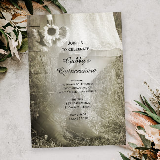 Cowgirl and Sunflowers Country Quinceañera Party Invitation