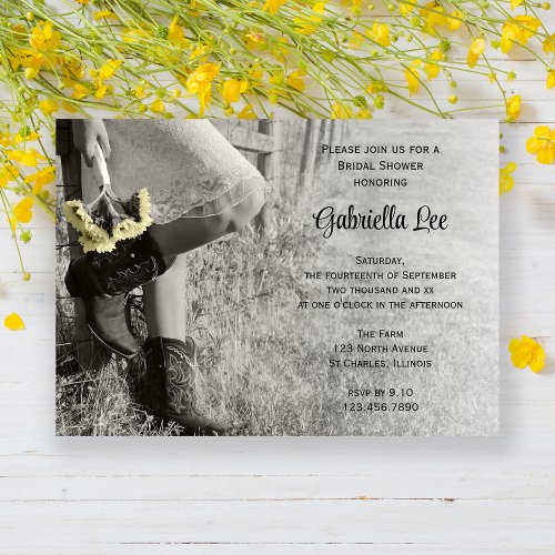 Cowgirl and Sunflowers Country Ranch Bridal Shower Invitation