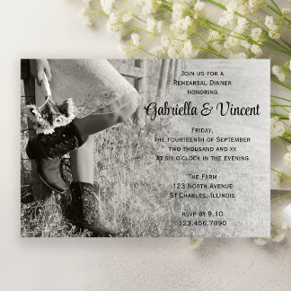 Cowgirl and Sunflowers Country Rehearsal Dinner Invitation