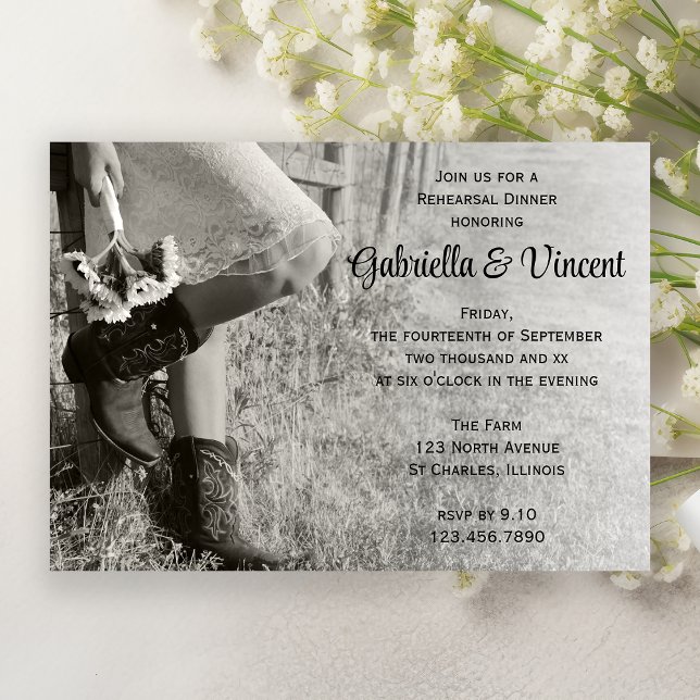Cowgirl and Sunflowers Country Rehearsal Dinner Invitation (Creator Uploaded)