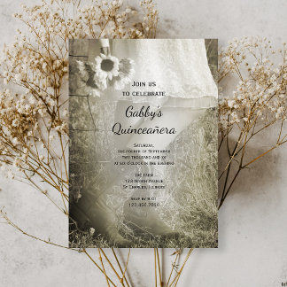 Cowgirl and Sunflowers Country Western Quinceañera Invitation