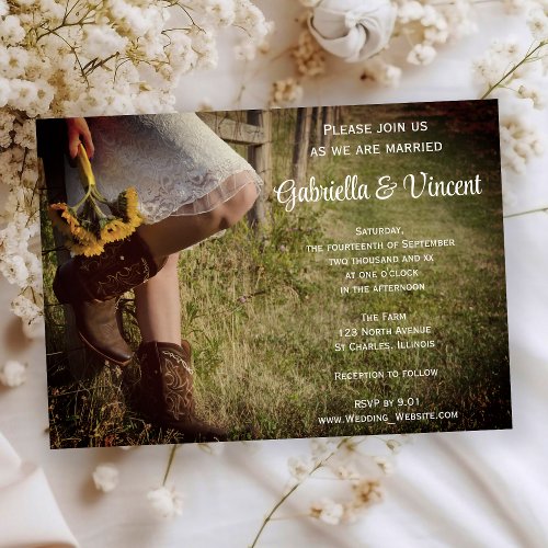 Cowgirl and Sunflowers Country Western Wedding Invitation