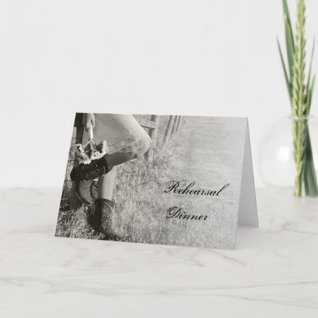Cowgirl and Sunflowers Wedding Rehearsal Dinner Invitation (Front)