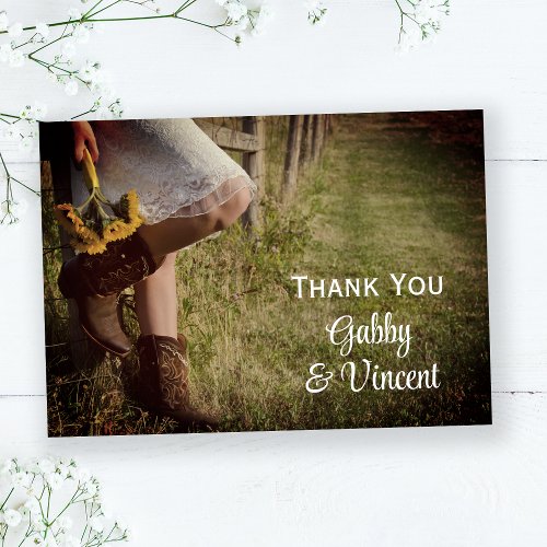Cowgirl and Sunflowers Western Thank You Notes