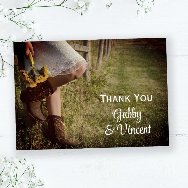 Cowgirl and Sunflowers Western Thank You Notes (Creator Uploaded)