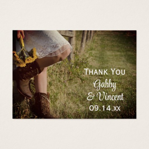 Customizable Cowgirl and Sunflowers Wedding Favor Tags Business Card Templates