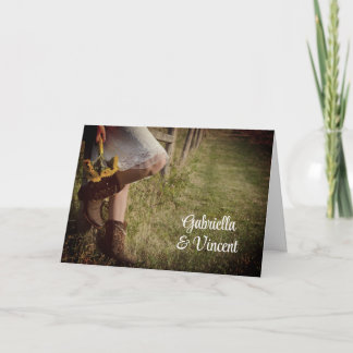 Cowgirl and Sunflowers Western Wedding Invitation