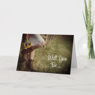 Cowgirl and Sunflowers Will You Be My Bridesmaid Invitation