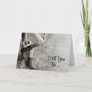 Cowgirl and Sunflowers Will You Be My Bridesmaid Invitation