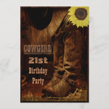Cowgirl Any Age Birthday Rustic Country Western Invitation by GroovyGraphics at Zazzle