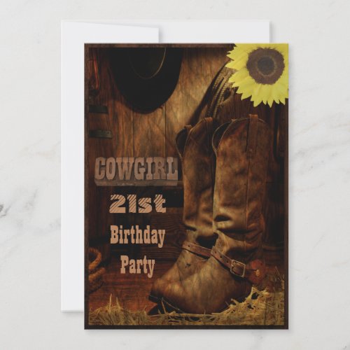 Cowgirl Any Age Birthday Rustic Country Western Invitation