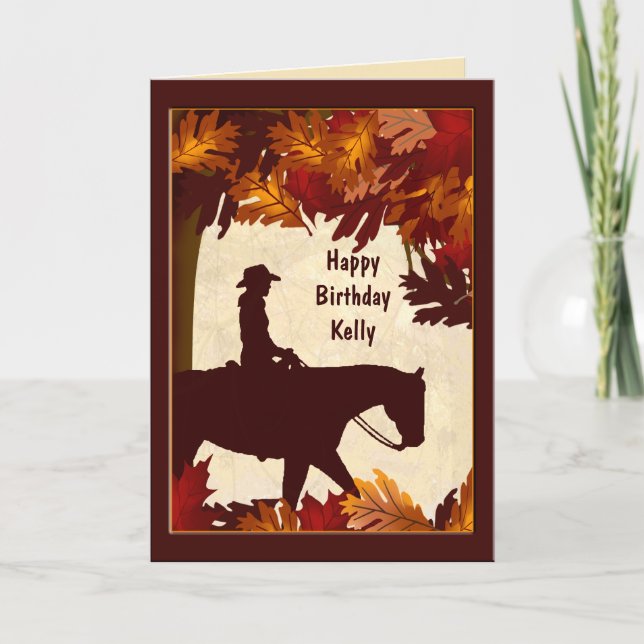 Cowgirl Autumn Custom Birthday Card (Front)