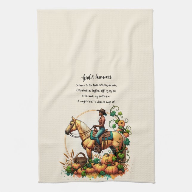 Cowgirl Autumn Kitchen Towel (Vertical)