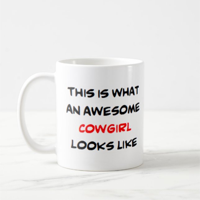cowgirl, awesome coffee mug (Left)