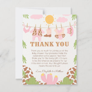 Cowgirl Baby Clothesline Western Thank You Card