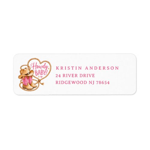 Cowgirl Baby Shower Address Label