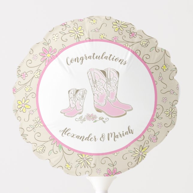 Cowgirl Baby Shower Country Western Pink Girl Balloon (Front)