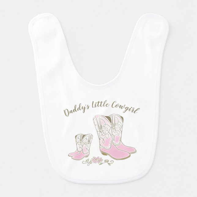 Cowgirl Baby Shower Country Western Pink Girl Bib (Front)