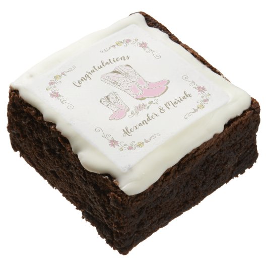 Cowgirl Baby Shower Country Western Pink Girl Brownie (Angled)