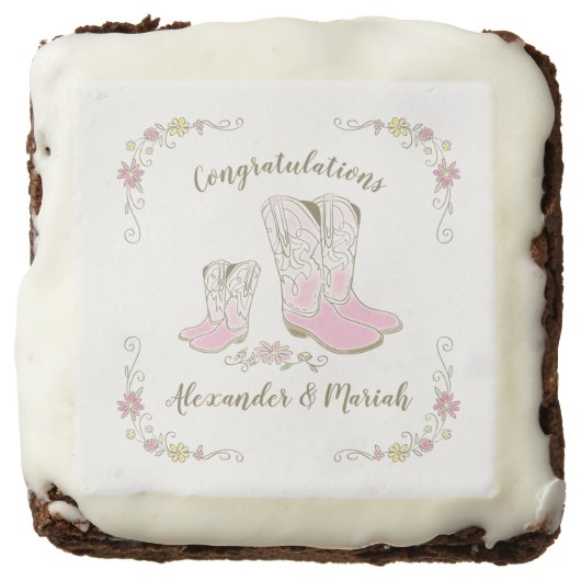 Cowgirl Baby Shower Country Western Pink Girl Brownie (Front)