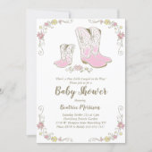 Cowgirl Baby Shower Country Western Pink Girl Invitation (Front)