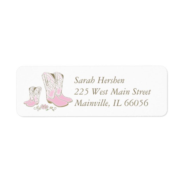 Cowgirl Baby Shower Country Western Pink Girl Label (Front)