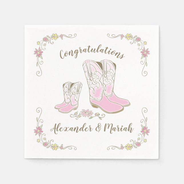 Cowgirl Baby Shower Country Western Pink Girl Napkins (Front)