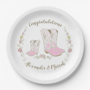 Cowgirl Baby Shower Country Western Pink Girl Paper Plates