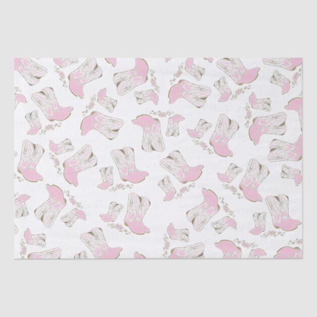 Cowgirl Baby Shower Country Western Pink Girl Tissue Paper (Front)