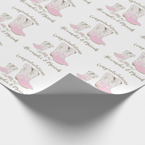 Cowgirl Baby Shower Country Western Pink Girl Wrapping Paper