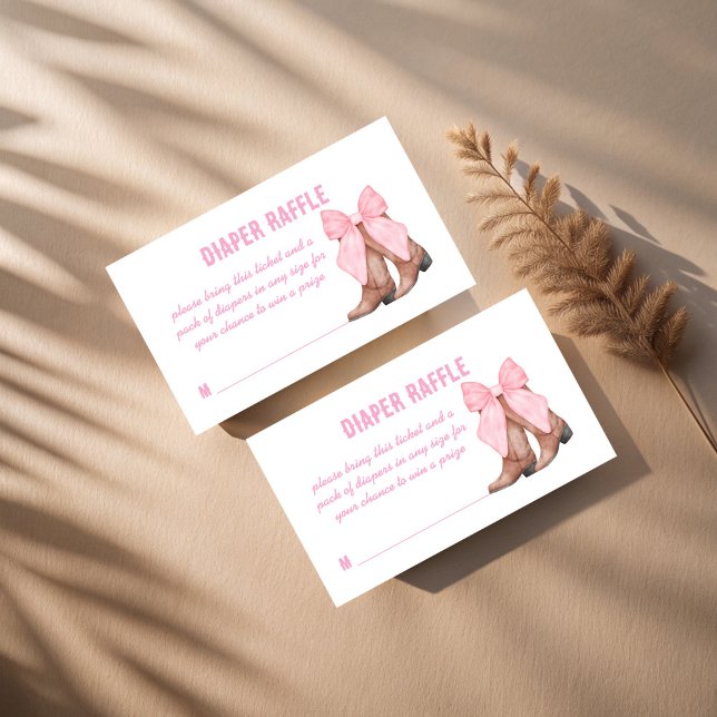 Cowgirl baby shower diaper raffle enclosure card (Cowgirl baby shower diaper raffle enclosure card western boots bow baby shower diaper raffle)