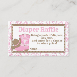 Cowgirl Baby Shower Diaper Raffle Ticket pink Enclosure Card