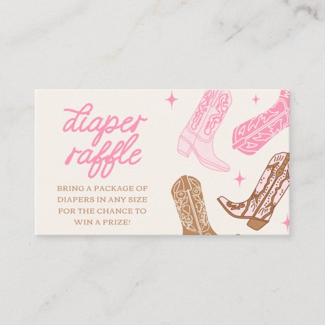 Cowgirl Baby Shower Diaper Raffle Tickets Enclosure Card (Front)