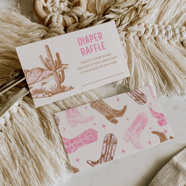 Cowgirl Baby Shower Diaper Raffle Tickets Enclosure Card (Creator Uploaded)