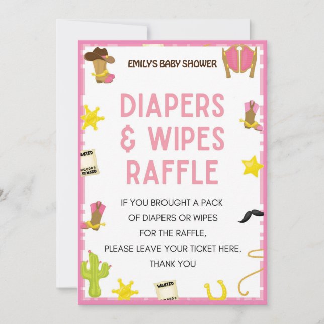 Cowgirl Baby Shower Game - Editable Name, 5x7 size Invitation (Front)