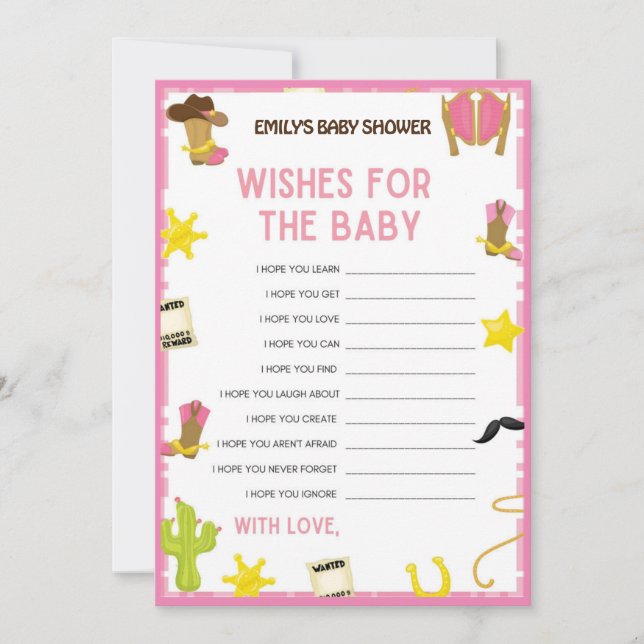 Cowgirl Baby Shower Game - Editable Name, 5x7 size Invitation (Front)